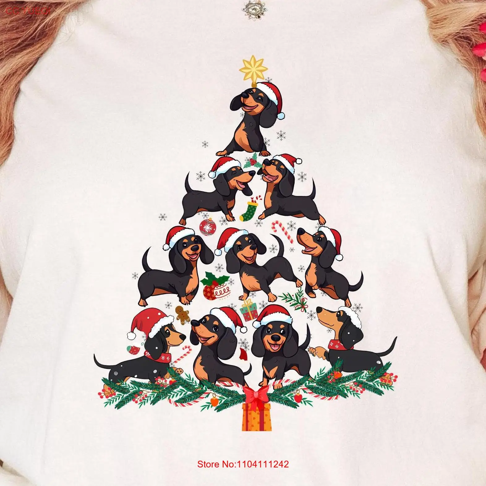 

Dachshund Christmas SweaT T Shirt Funny Tree Wiener Dog Owner Party long or short sleeves