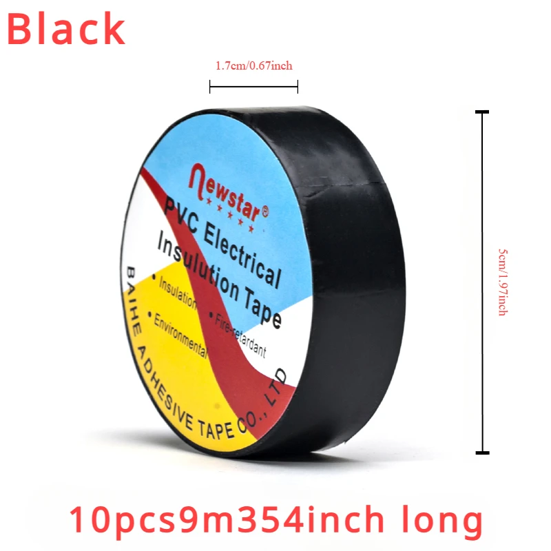 10 PCS,Electrical Tape,Insulation Tape,Electrical Tape,Ultra-Thin and Ultra-Adhesive PVC Waterproof Tape, 1 Roll OF 9 Meters