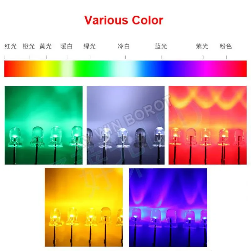 50pcs 3mm White Green Red Blue Yellow Light-Emitting-Diode Automatic Flashing LED Flash Control Blinking 3 mm LED Diode 1.5HZ