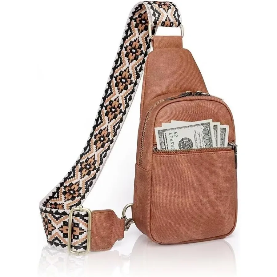 

Small Sling Bag for Women Waterproof PU Leather Crossbody Shoulder Bag Trendy Purse Fanny Packs Chest Backpack