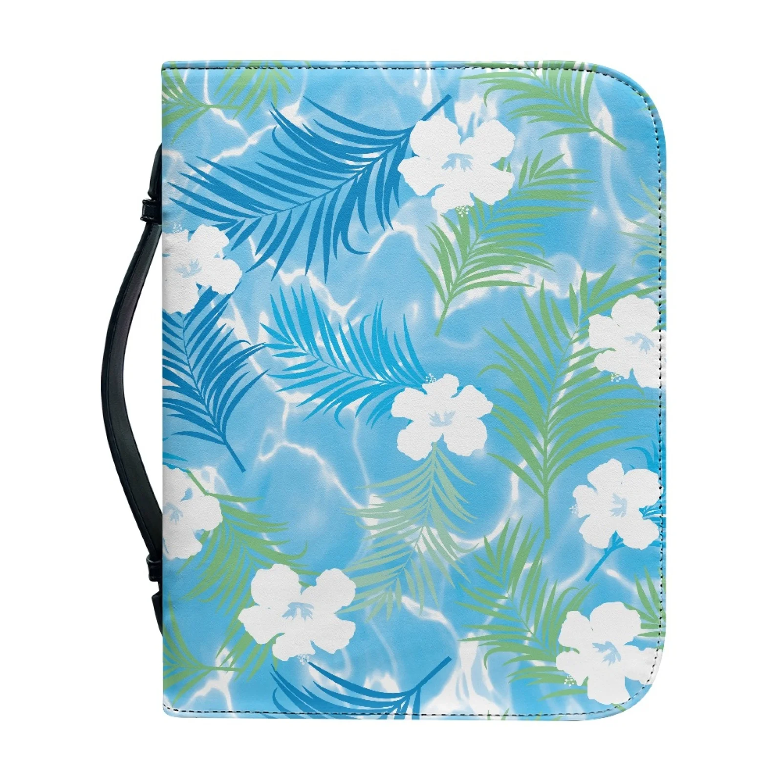 XIXIRIMIDO Palm Leaf Pattern New Arrival Handle Bible Bag for Bible Study PU Leather Bible Tote Bag