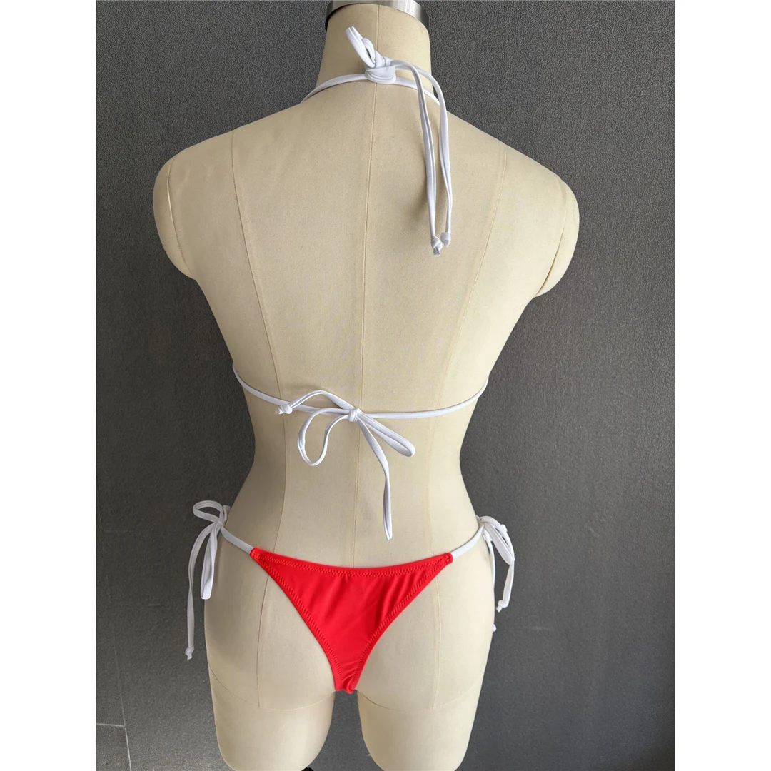 S - XL Sexy Neckholder-Bikini mit hohem Beinausschnitt, Damen-Badeanzug, zweiteiliges Bikini-Set, Badebekleidung, Badeanzug, Schwimmbekleidung V6244 – Detail 12