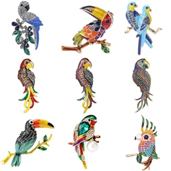 Popular Rhinestone Birds Brooches for Women Unisex Cute Enamel Animal Pins Banquet Party Backpack Gifts Jewelry Accessories