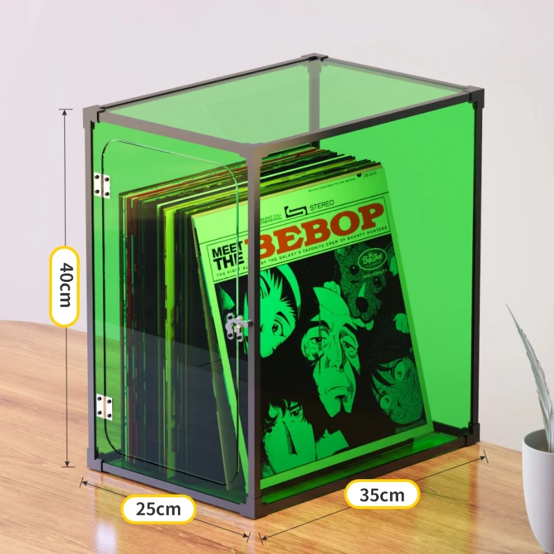 Black Record Storage Rack Transparent Acrylic LP Storage Box Album Display Shelf Phonograph Recorder Dust-proof Cabinet