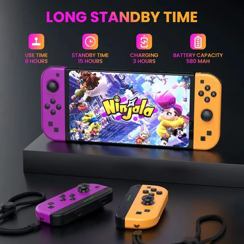 Joycons gamepad para nintendo switch // lite/ oled/ios/android bluetooth controlador sem fio joystick com consoles de videogame cubo