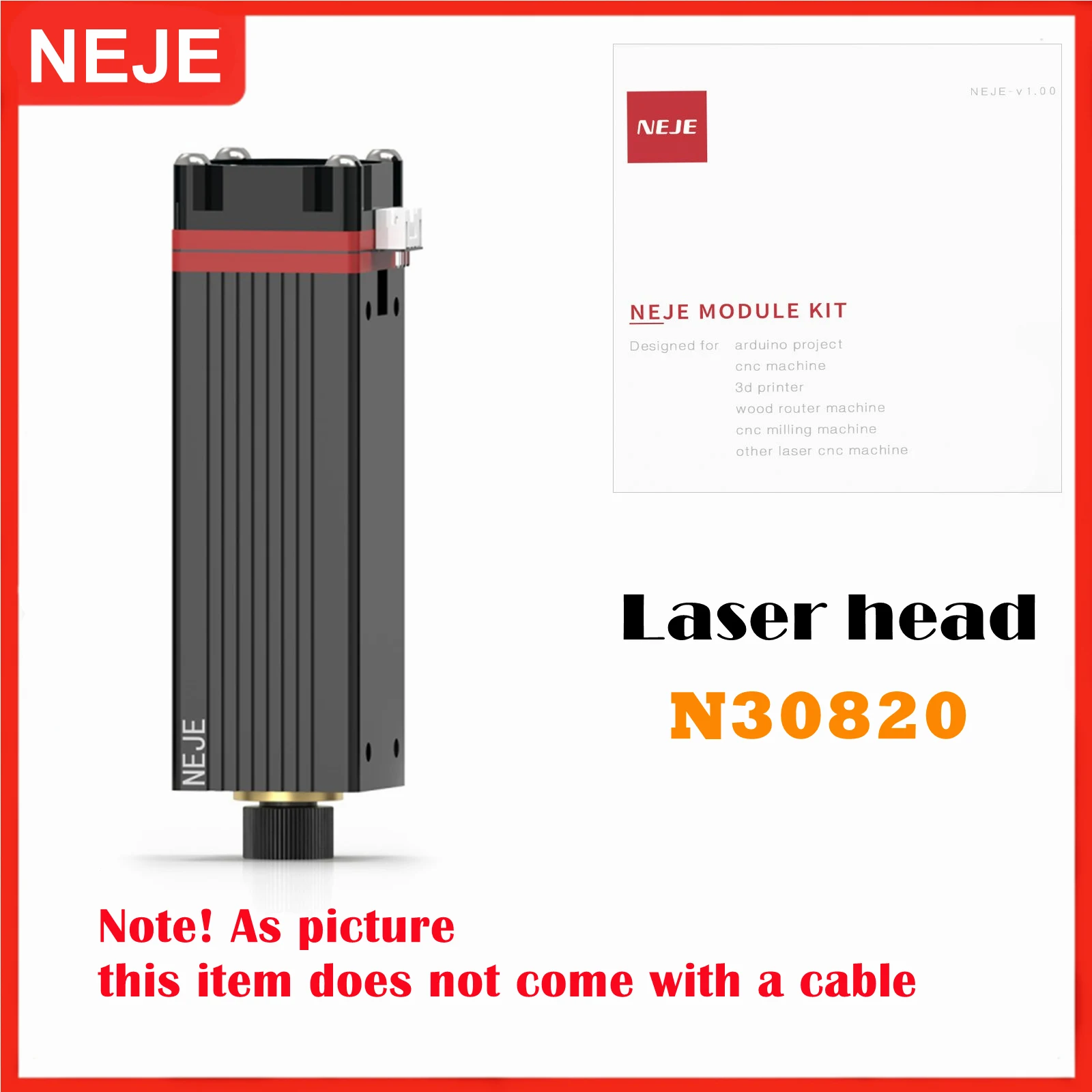 Neje N30820 Laser Hoofd 40W Module Voor Cnc Laser Graveur Snijmachine Diy Creatie, hout Graveren En Snijden Gereedschap