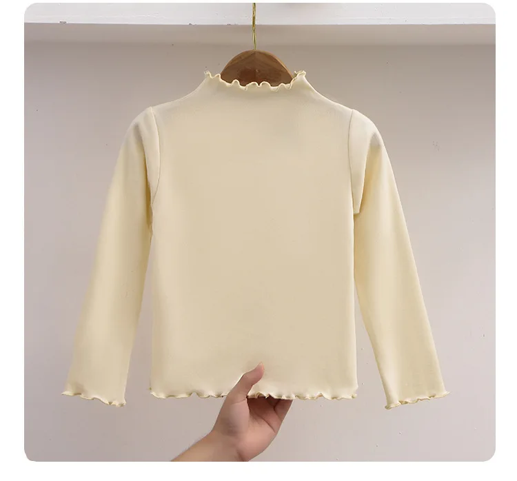Herbst-Winter Mädchen Warmes Hochkragen-Spitzen-Unterhemd Dehnbar Figurbetont Schulkinder Weiche Hauskleidung Kleinkinder Lässige Kinderkleidung – Detail 13