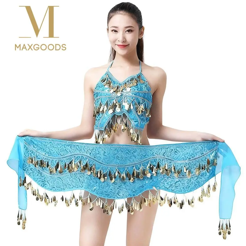 

Модный набедренный шарф с кисточками для танца живота с золотыми монетами и блестками, женский пояс, юбка, поясная цепочка, костюмы для шоу