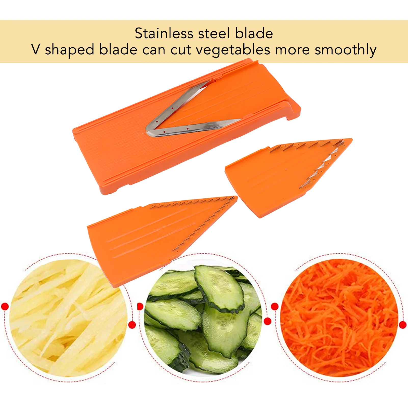 V Blade Mandoline Cutter Vegetable Cutter Stainless Steel Blade Hand Protector Cooking Tool Practical Large Frame for Kitchen