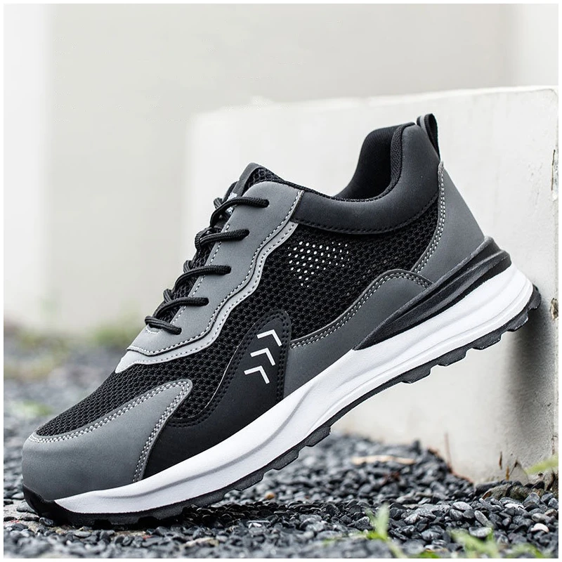 mens casual breathable steel toe caps working safety shoes summer security boots outdoors worker safe sneakers protect footwear