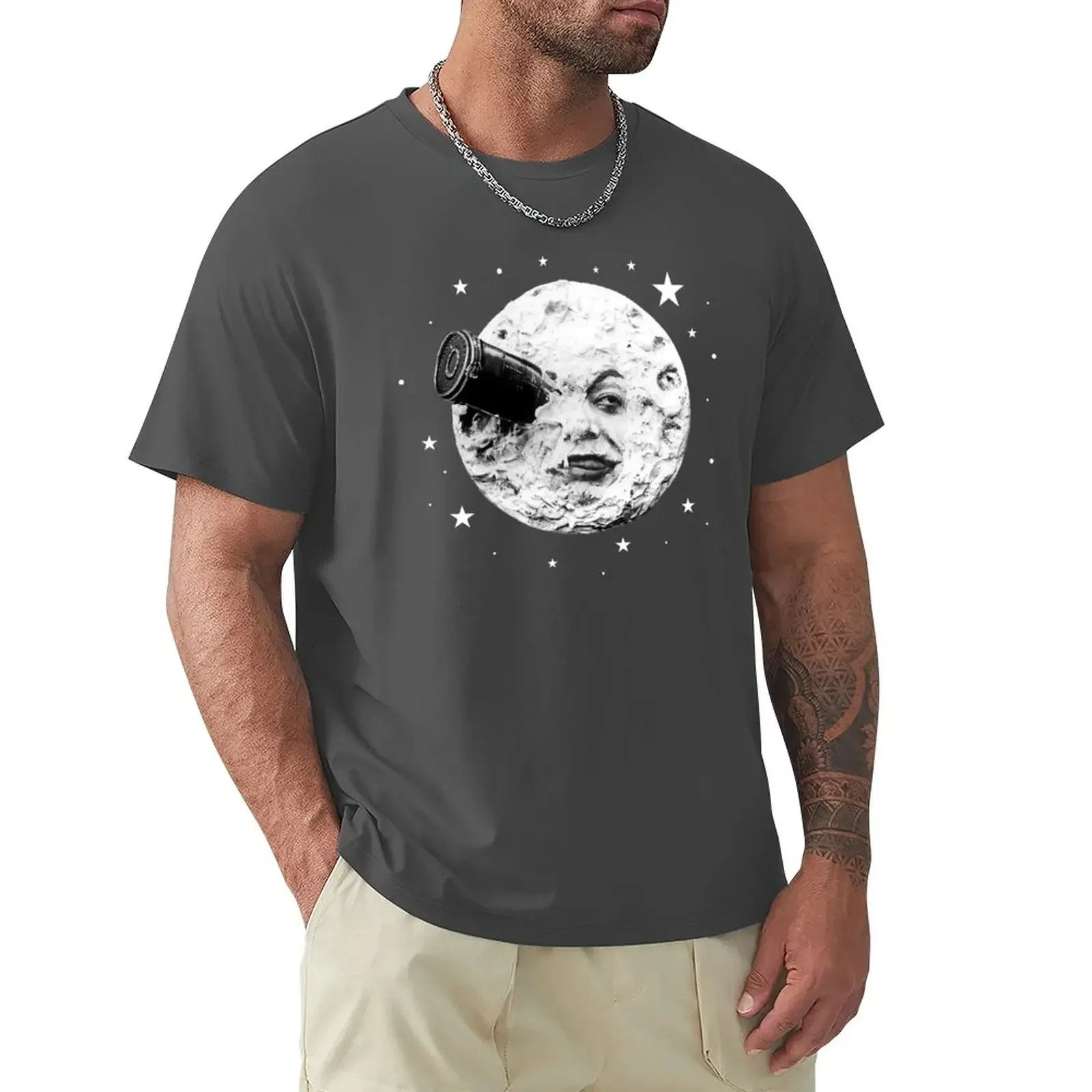 Moon Face - Melies Rocket Journey to the Moon T-Shirt blanks shirts graphic tees aesthetic clothes funny t shirts for men