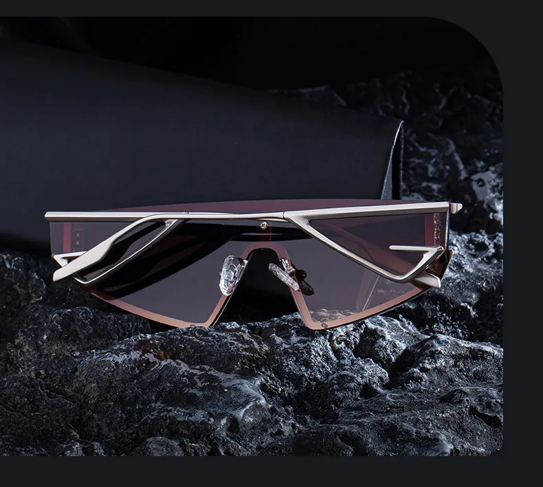 Y2K Punk Quadratische Schild Sonnenbrille Männer 2025, Luxus Marke Vintage Unregelmäßige Steampunk Winddicht Sonnenbrille für Frauen Shades UV400 – Detail 5