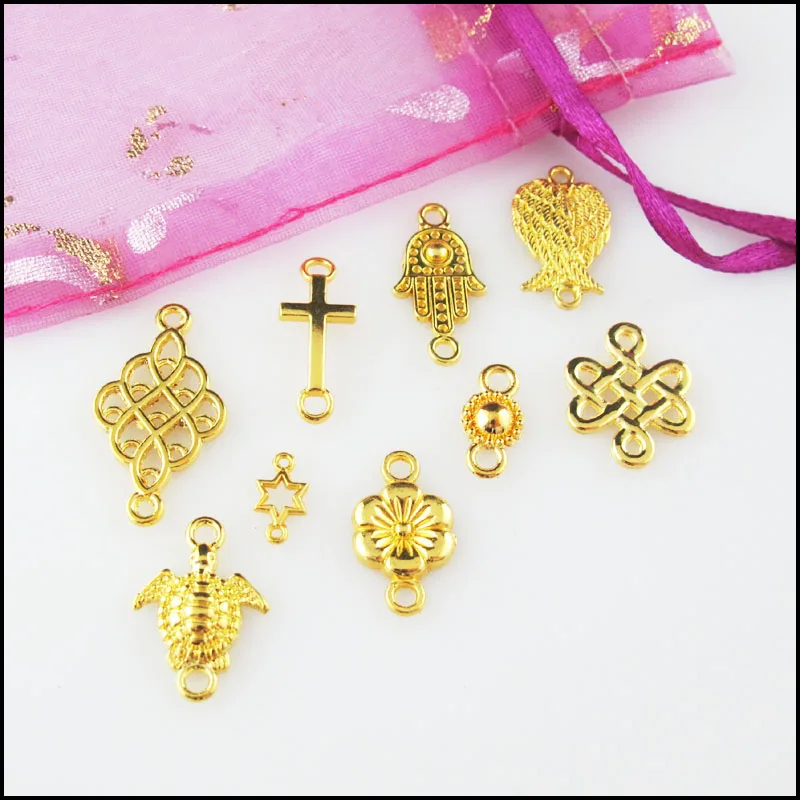 Fashion New Animal Tortoise Palm Flower Cross Chinese Knot Gold Plated Connetors For Gifts Jewelry