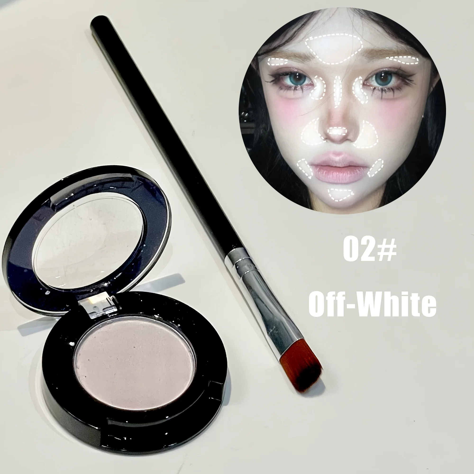 Single Matte Eyeshadow with Brush Low Saturation Color under Eye Highlighting Multi Use Makeup Ideal for Holiday Gifting