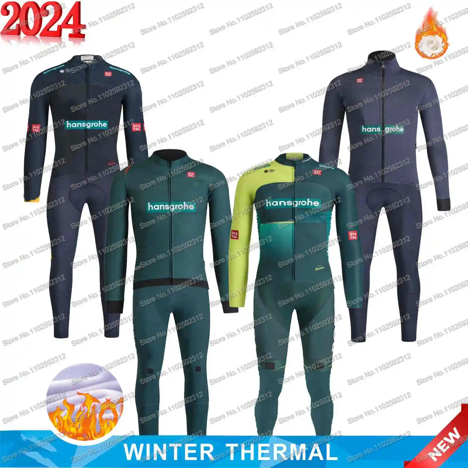 Winter Fleece Team Boraful Hansgrohe 2024 Cycling Jersey Set Long Sleeve Cycling Clothing Thermal Bicycle Pant Windproof Vest