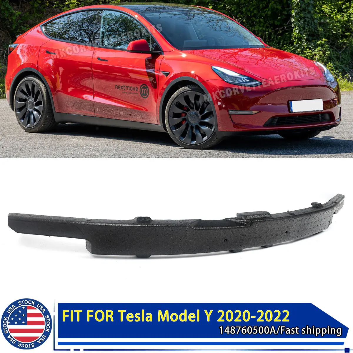 

Front Bumper Reinforcement FOR Tesla Model Y 2020 2021 2022 2023 Front Bumper Upper Energy Foam Absorber Anti-collision Beam
