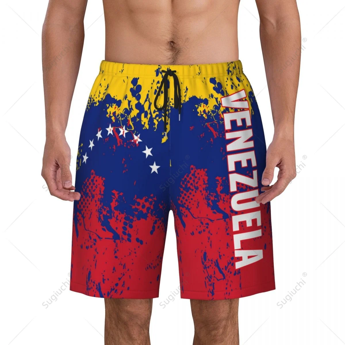 Men\'s Venezuela Flag Beach Pants Board Shorts Surfing Boys Soccer Cycling Swimwear Running Polyester