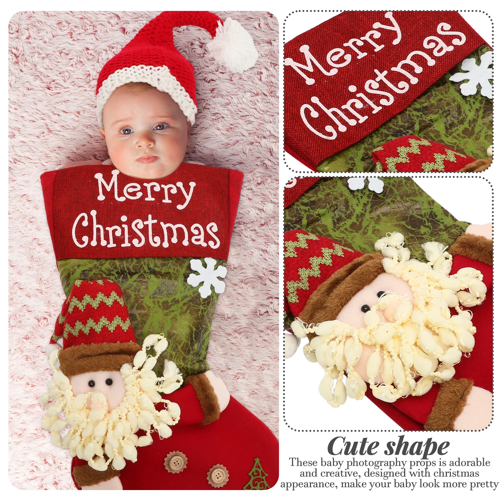 1 مجموعة عيد الميلاد الطفل كيس النوم عيد الميلاد صور الدعائم رائعتين الرضع قبعة رائعة الوليد زي مجموعة التصوير الدعامة
