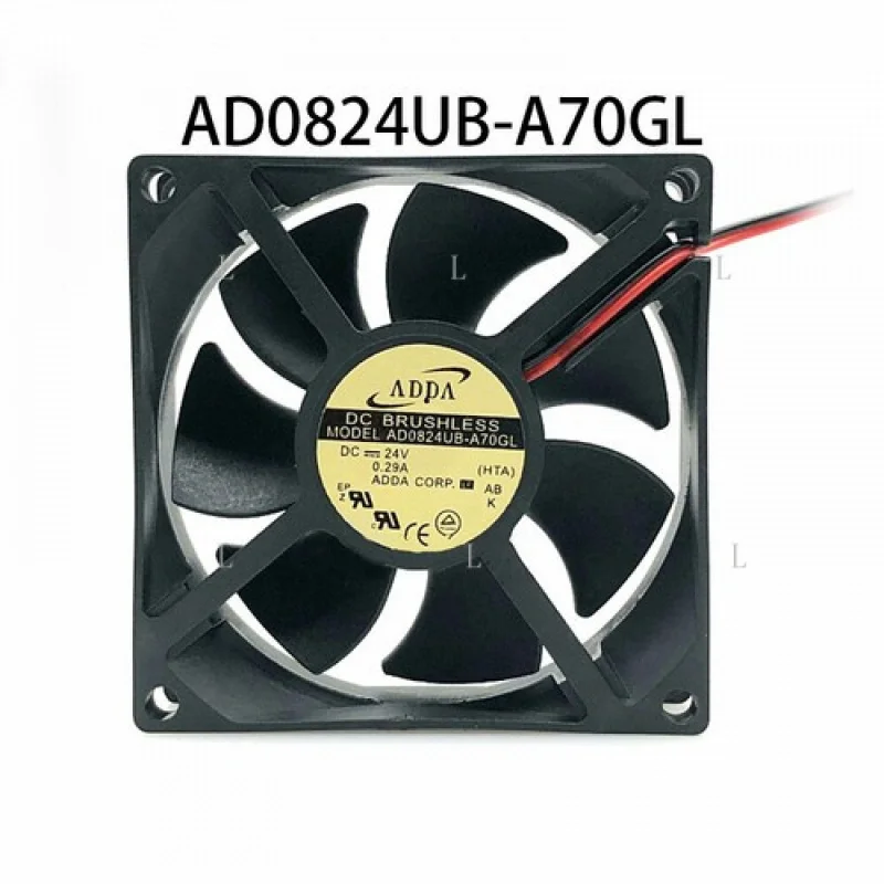 

L для ADDA 80*80*25 мм AD0824UB-A70GL 24 В постоянного тока 0,29 А 2-проводной охлаждающий вентилятор для электрического шкафа