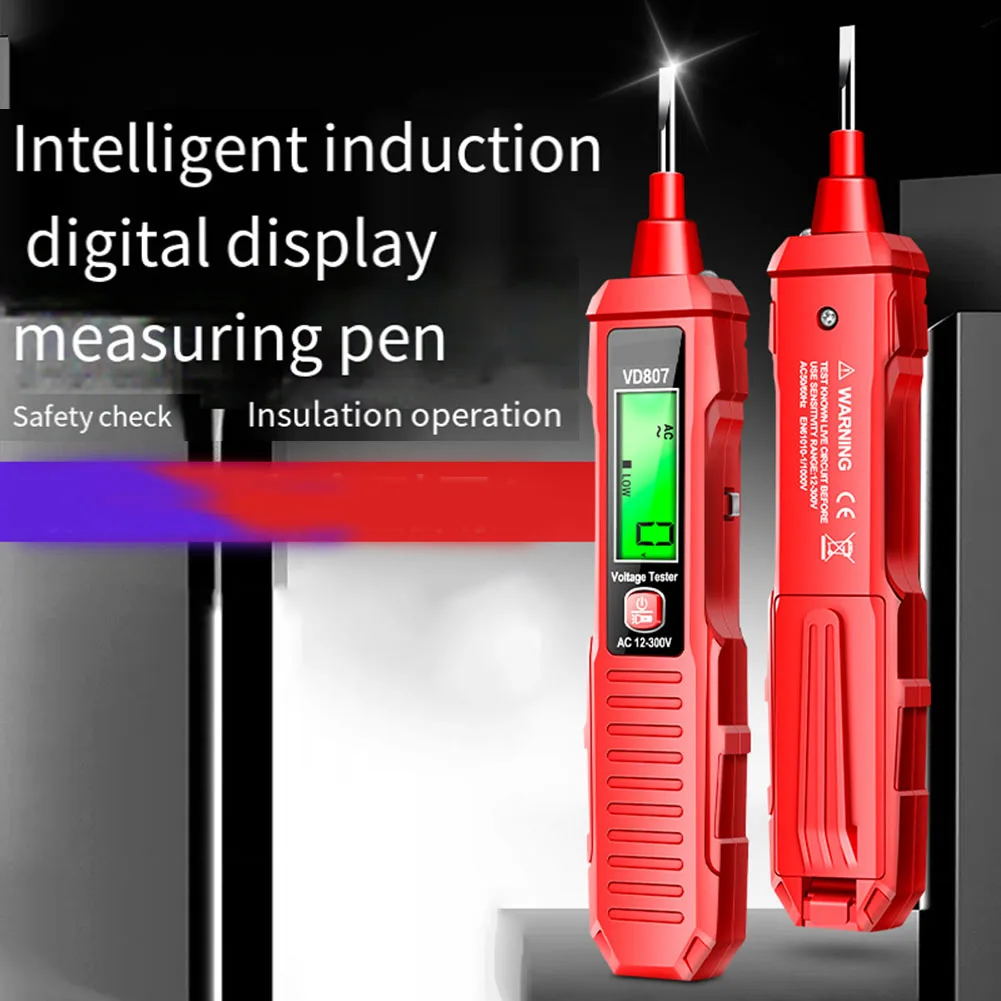 

ANENG VD807 Digital Voltage Detector Electric Pen AC 12-300V Portable Screwdriver Indicator NCV Electric Pen Tool