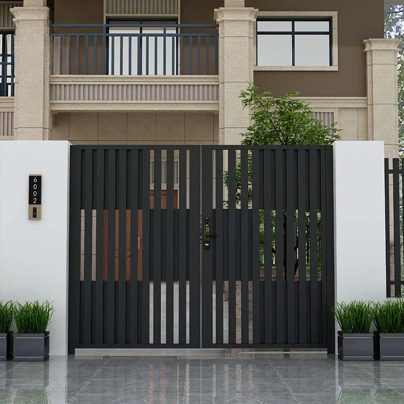 High quality competitive price automatic 2-leaf garden gate double security aluminum swing gates for houses