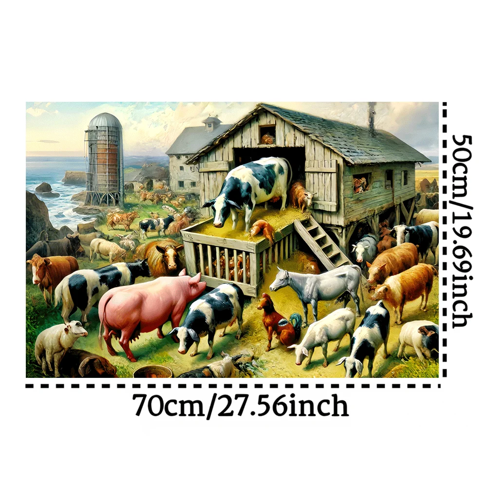 

1000 шт. пазл с деревянным домиком для сельскохозяйственных животных, подходит для взрослых - Логические с коров, лошадьми, свиньями - Прочный Pi