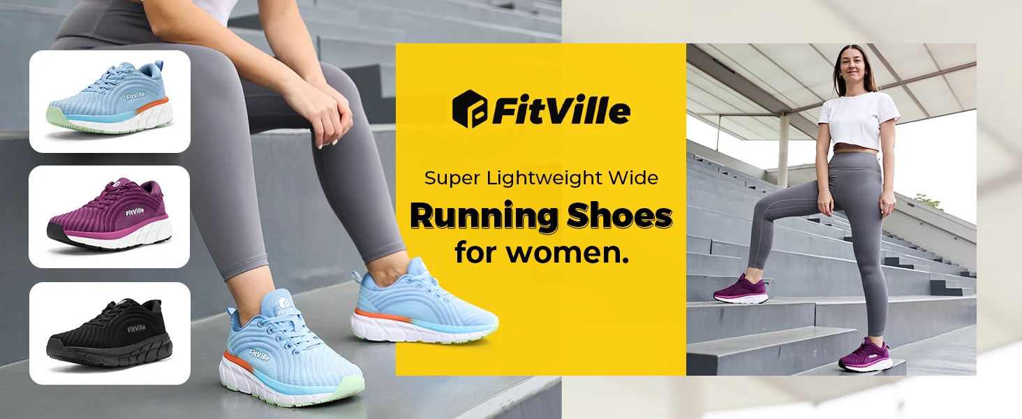 FitVille Schuhe mit breiter Zehenbox für Damen, atmungsaktive, breit geschnittene Laufschuhe, leicht, für geschwollene Füße mit gepolsterter Schmerzlinderung. – Detail 1