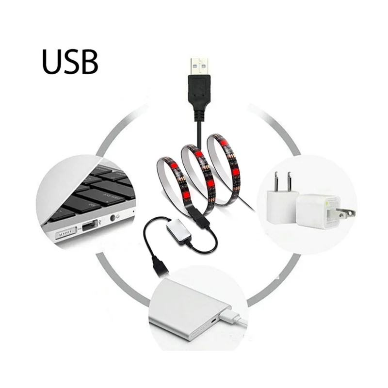 Conjunto de faixa de luz LED LICE 5050RGB Controle Remoto Bluetooth 5V Conjunto de faixa de luz colorida Luz de atmosfera de fundo de TV