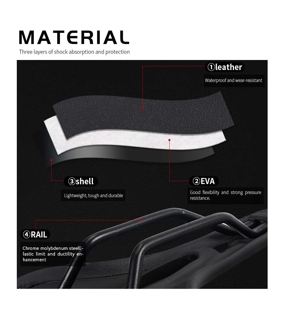 Fahrradsattel Ultraleicht MTB/Rennrad Sitzkissen Komfortabler Ergonomischer Fahrradsattel Langlebiges Zubehör für Straßen- und Gravel-Fahrräder – Detail 4
