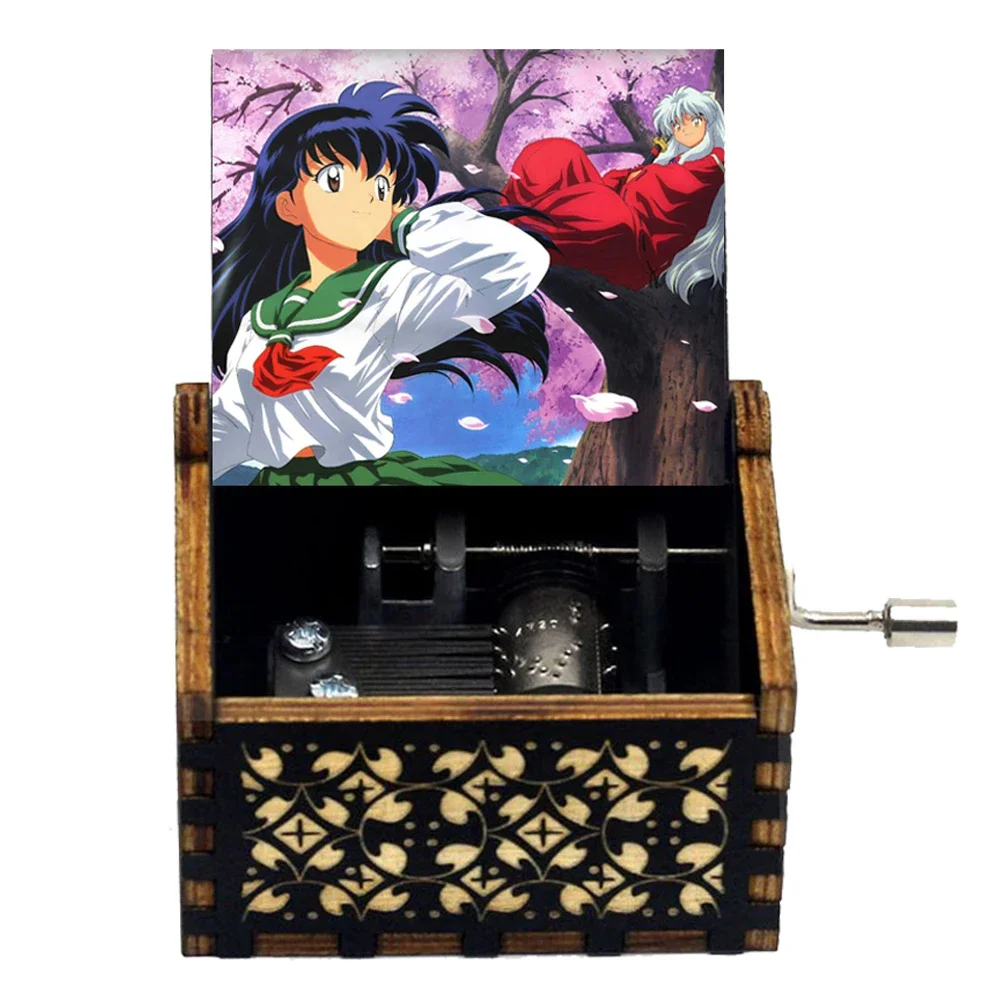 Hot Hand Wooden Color Print Black Inuyasha Music Box Home Decorations Christmas Gift Kids Boys Girls Toy