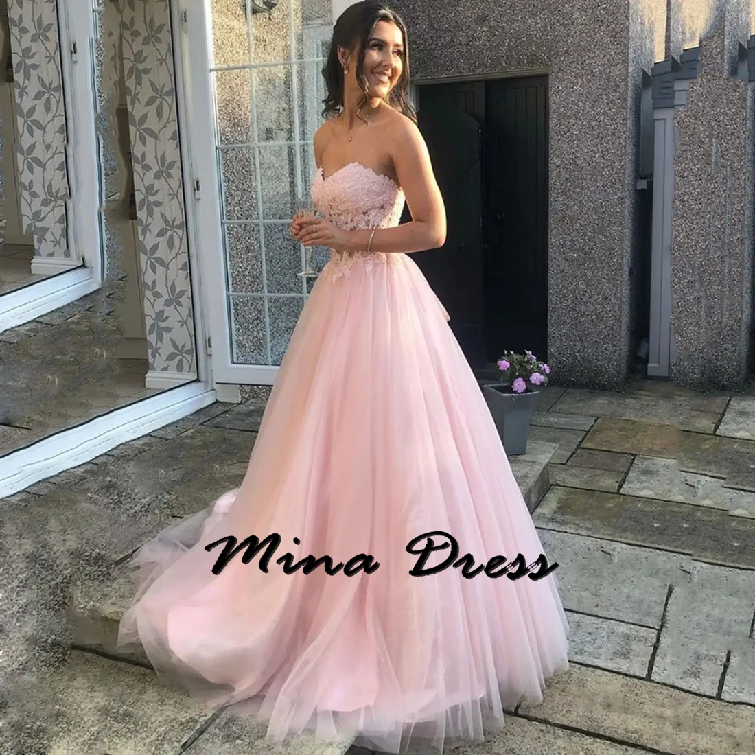 

Mina Customized Women's Luxury Fiber Lace Evening Gown Elegant Womens Party Dresses for Special Occasions Elegant Prom Outfits