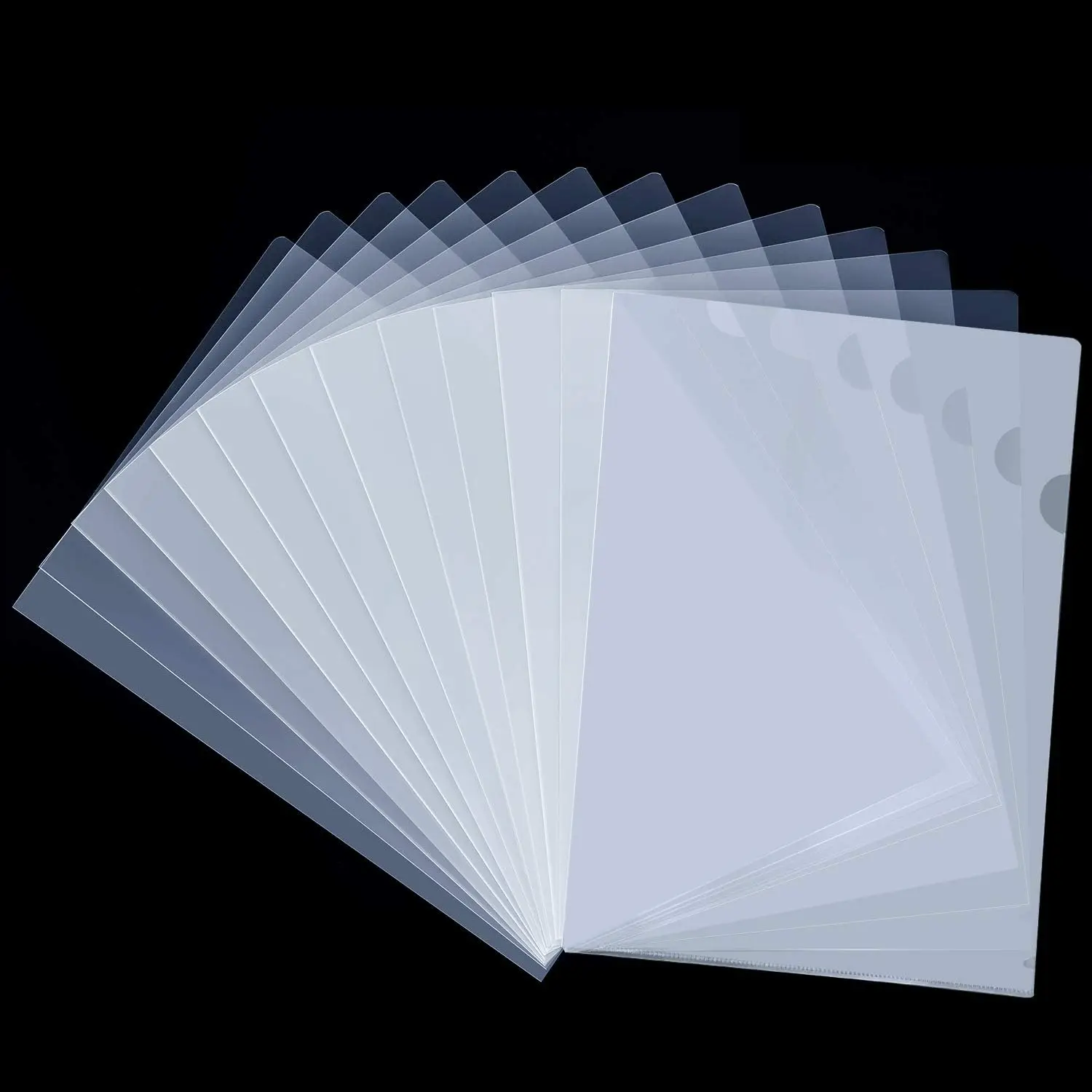 

48 Pack Clear Plastic Document Folders, L-Type for A4/Letter Sheets, Transparent Color
