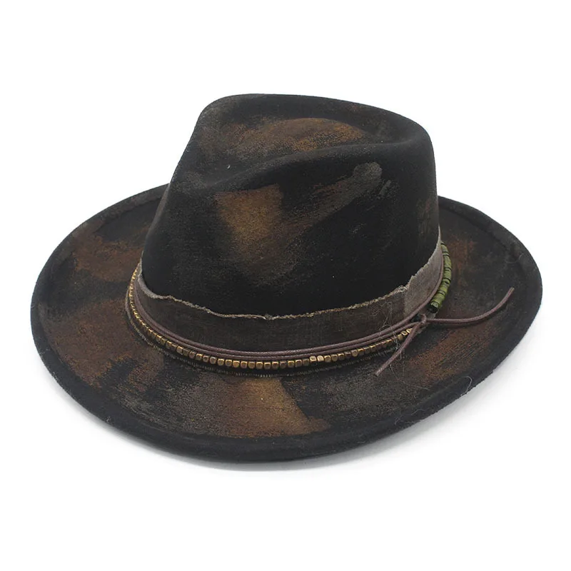 

Ethnic-style Retro Ribbon Western Cowboy Hat, Felt Hat, Unisex Fedora, European And American Personalized Jazz Hat