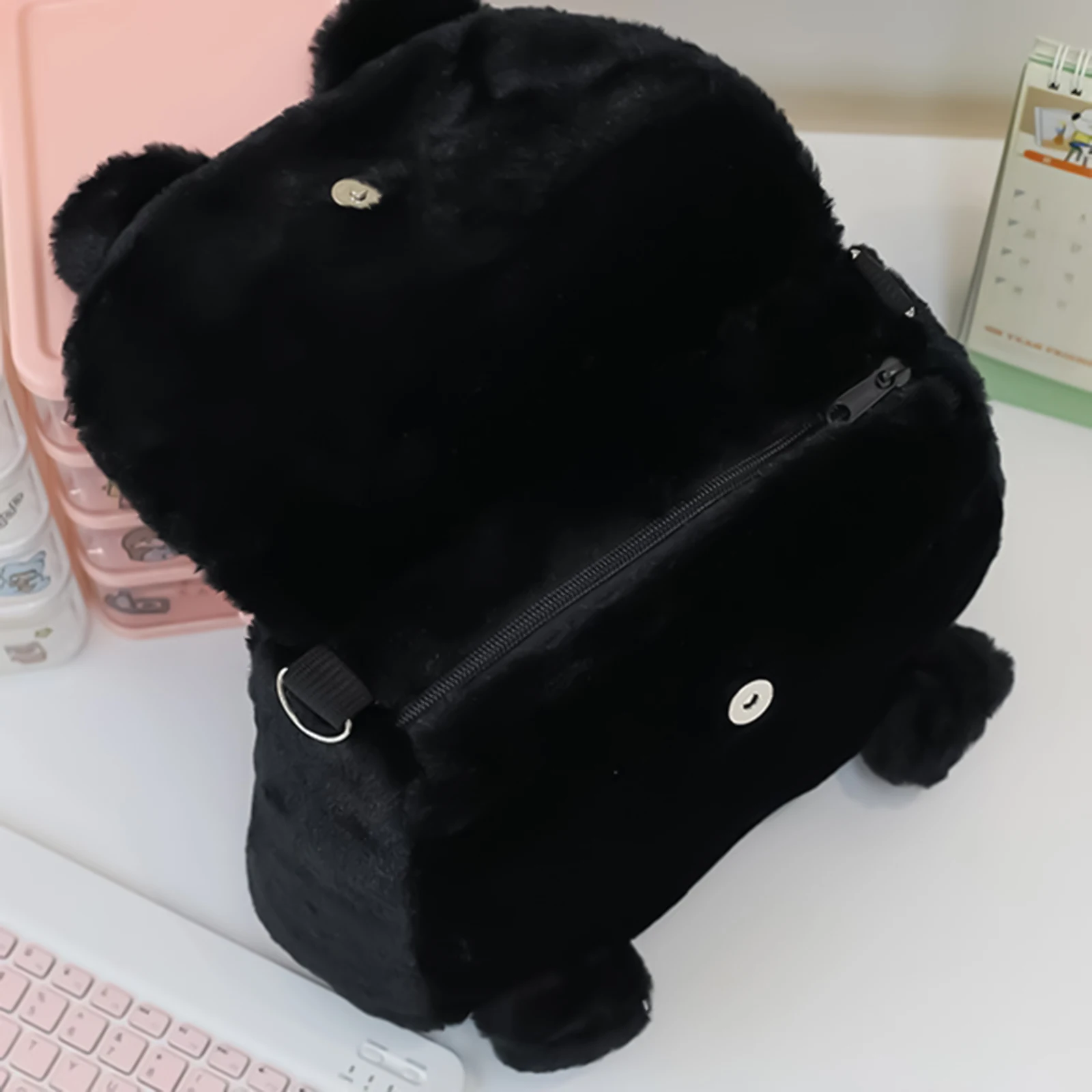 black fluffy mini backpack Baphomet Faux Fur Blackcraft producing up to 30% lower carbon emissions than virgin polyester AliExpress