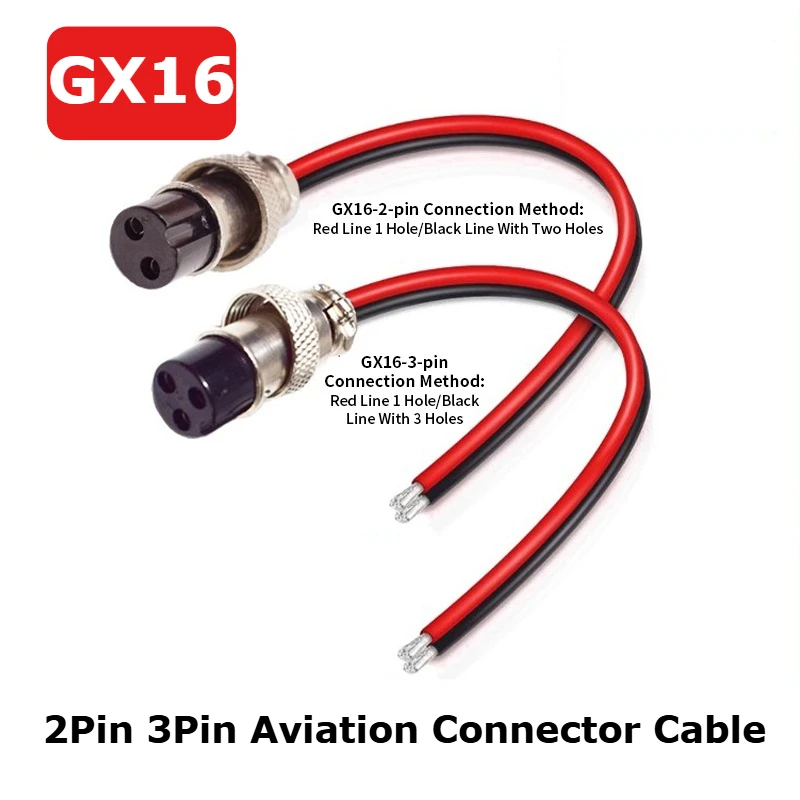 

Pure Copper GX16-2Pin 3Pin Female Aviation Plug Connector Cable 14AWG Single-Ended Cable High Power 2sq mm Wire Connector 0.3-3M