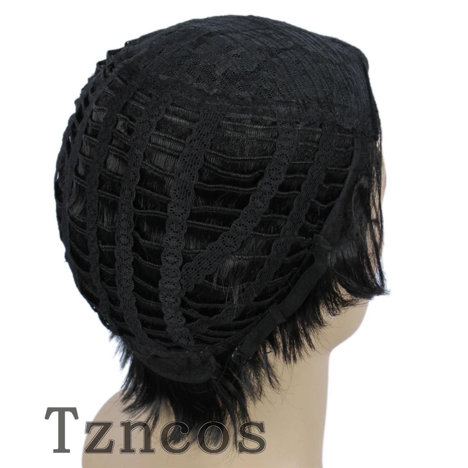 ショート 80 年代コスチューム メンズ ディスコ スタイル ウィッグとひげ ハロウィン コスプレ コスチューム ブラック ウィッグ