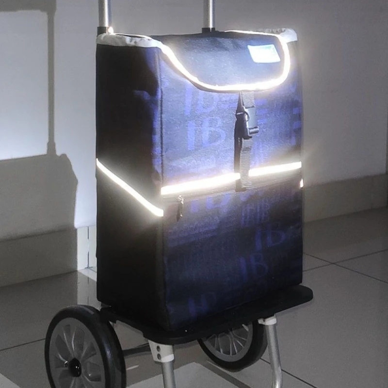 Foldable Portable Shopping Cart Large Capacity Aluminium Shopping Cart Damping Wear resistant Handcart Home Organization