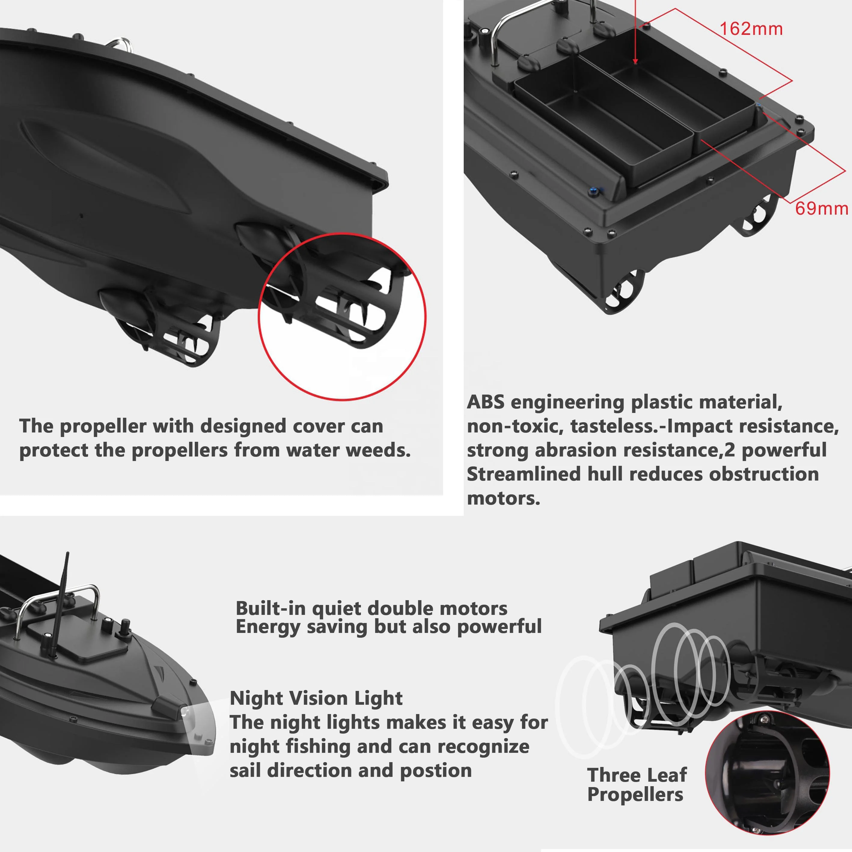 2.4G Long Distance RC Bait Boat 500M Cruise Control Auto Forward Smart Baiting Vessel for Carp Fishing Tackle Accessories