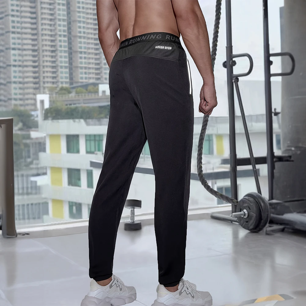 Mens Casual Pants Stretch Sports Quick Dry Pants Outdoor Training Fitness Running Casual Pants Men\'s Elastic Waist Black Sports