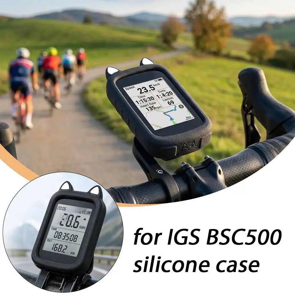 Silicone Protective Cover for IGS BSC500 GPS Bike Bicycle Computer Protection Cover Cute Cat Ear Design Edge Protector image 2