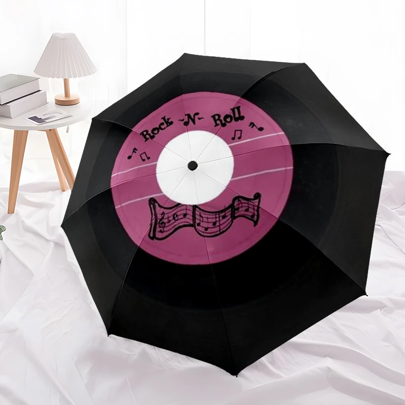 

1PC Retro Records Umbrella Automatic Open/close, Sturdy Iron Frame & 8-Rib Structure, Umbrella for Women & Men, Christmas Gift