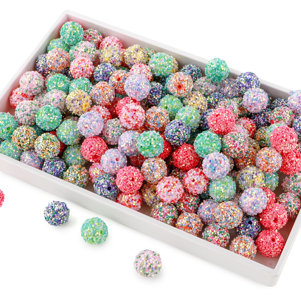 10pcs/Lot 16MM 18MM Colorful Sequin Acrylic Round Beads Spacer Beads Decorative Items DIY For Jewelry Making Gift Making