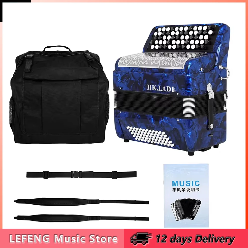 HK.LADE AH-240 Accordion 62 Keys 60 Bass Bayan Accordion with Bag Strap Keyboard Instrument for Grading Performance/Teaching