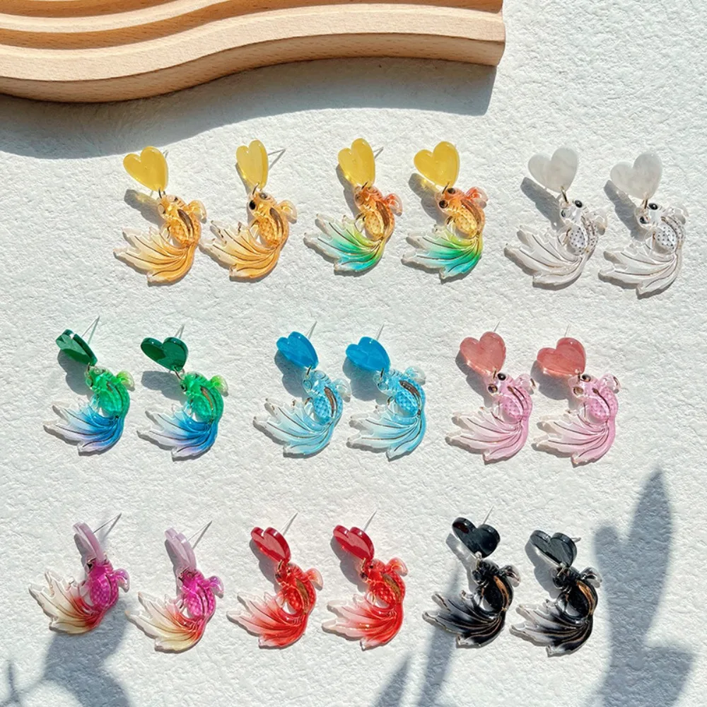 

Cartoon Carp Goldfish Earrings Creative Ins Fish Pendant Ear Stud Trendy Chic Coloured Fish Earrings Jewelry Accessories