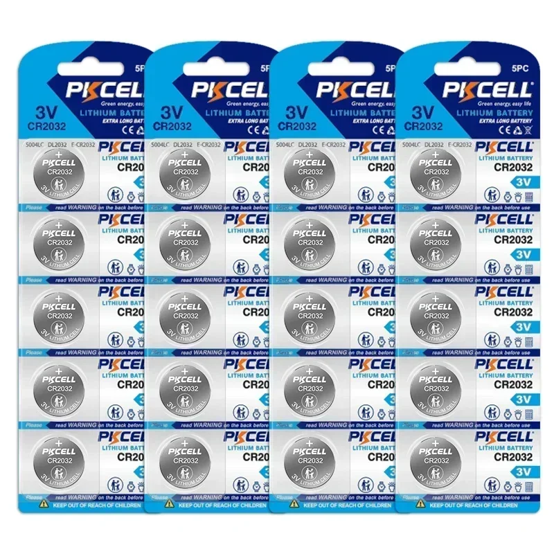 150PC PKCELL CR2032 DL2032 Cr 2032  3V Battery Lithium Button Coin Batteries Watch Clock Calculator Remote Car Key Batteries