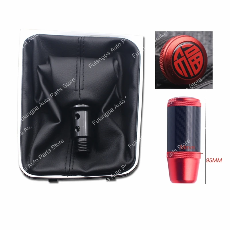 Para VW Golf 7 Mk7 GTI GTD 2013-2018, pomo de cambio de marchas manual de 5 velocidades, cabezal de metal, pomo de cambio de marchas de aleación, cubierta antipolvo, estilo de fibra de carbono