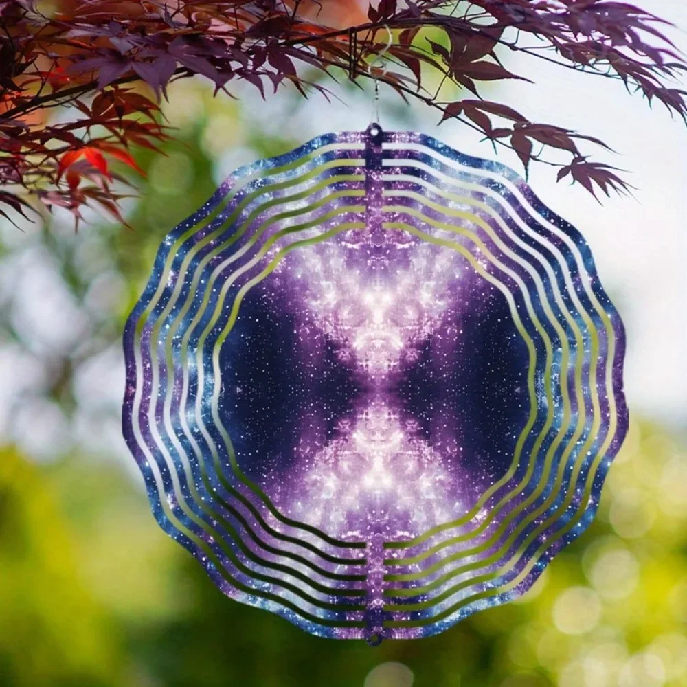CIFBUY Wind Chimes 360 Rotating Metal Garden Spinner Cosmic Purple Blue Gold Hanging Ornament Decor for Patio Yard