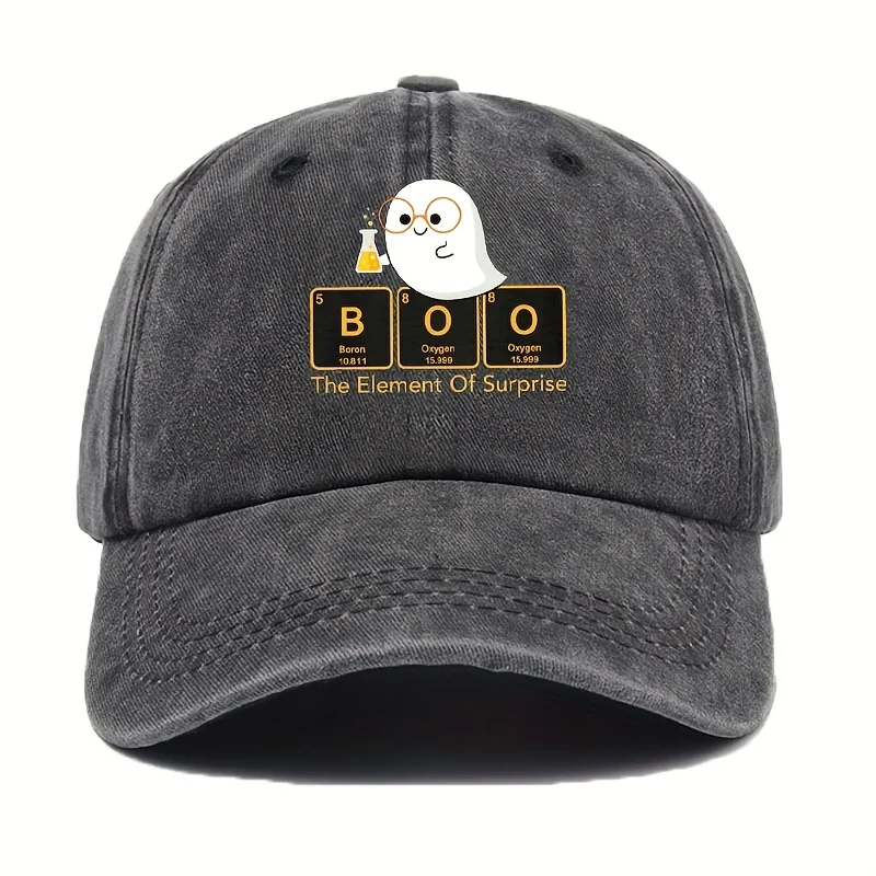 Pull Frame Y-Glasses Ghost Chemical Element BOO Pattern Print Women'S Baseball Cap, Halloween Theme Hat