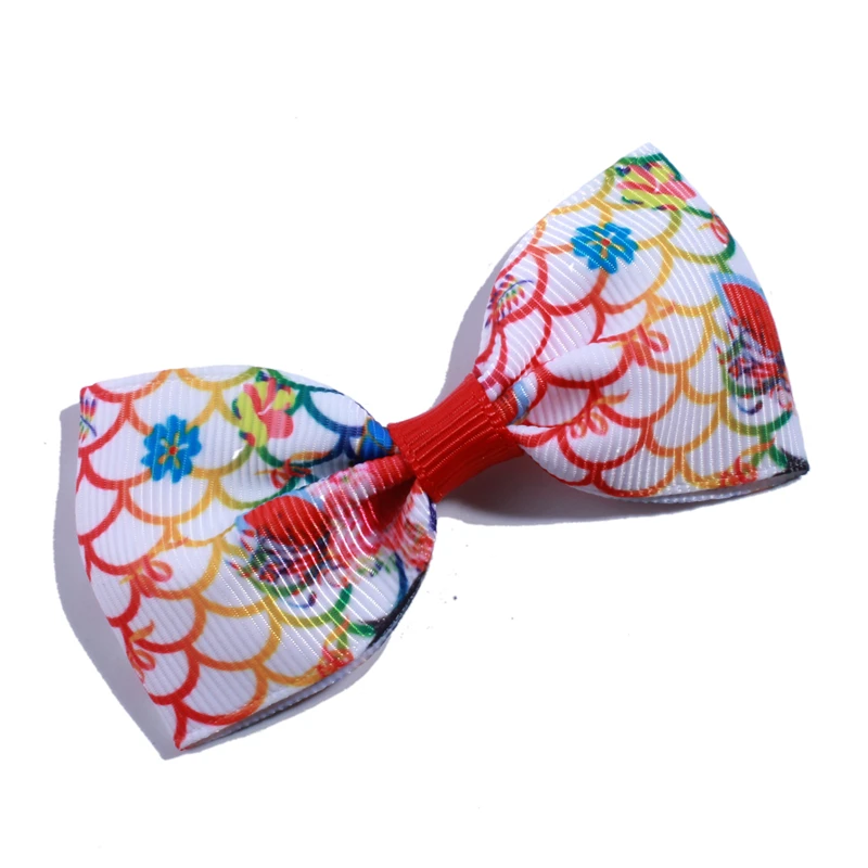 10PCS 7.2CM Fashion Grosgrain Hair Bows With Fish scale For Hair Accessories Ribbon Boutique For Girls Headbands Hair Clips image 4