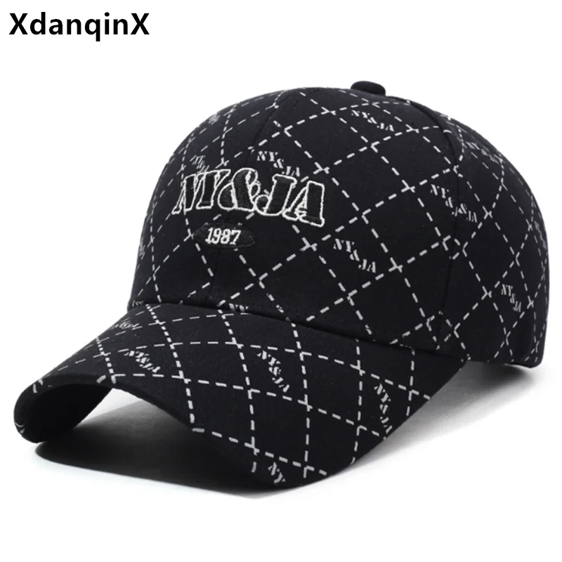 Spring Cotton Grid Embroidery Baseball Caps For Men And Women Personality Hard Top Golf Cap Party Hats Fishing Hat Snapback Cap